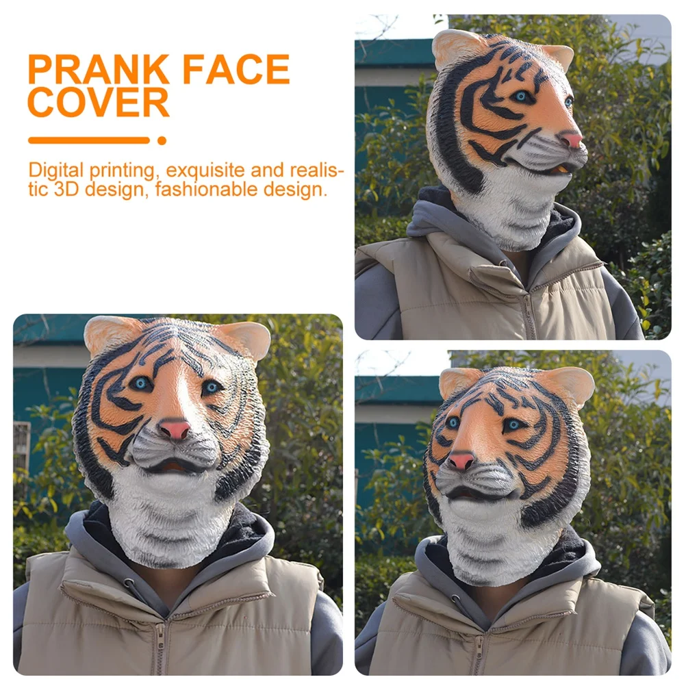 

1pc Tiger Headdress 3D Digital Print Masquerade Prank Mask Vivid Performance Face Cover For Costume Party Play Pretend