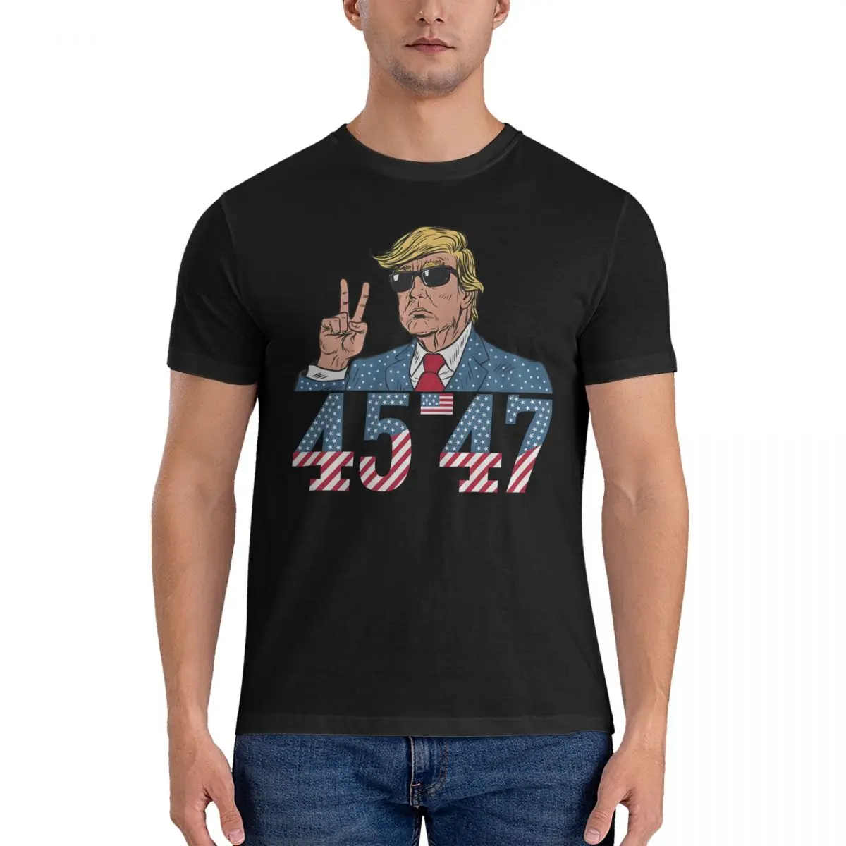 Donald Trump 45 47 President Men T Shirt Make America Great Again Fun Tee Shirt Short Sleeve O Neck T-Shirt 100% Cotton Tops