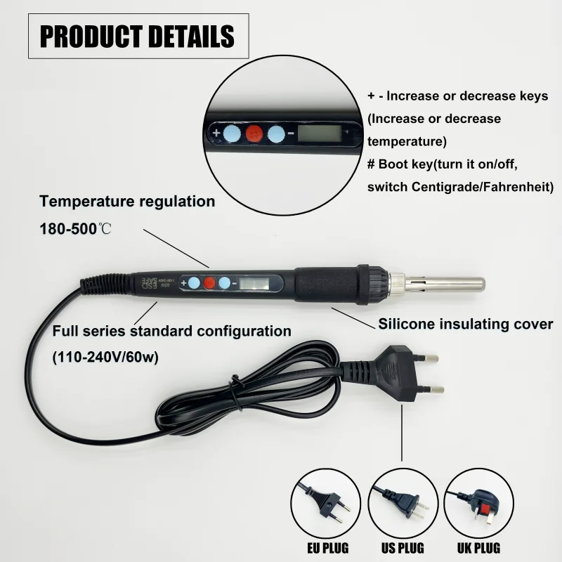 Inserto Hot Melt in ottone dado zigrinato interruttore saldatore digitale temperatura regolabile strumento di saldatura LCD accessori per stampante