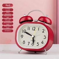 Metal Design Metal Alarm Clock Silent Operation Loud Ringtone Bedside Wake-up Clock Twin Bell Night Light Mechanical Clock