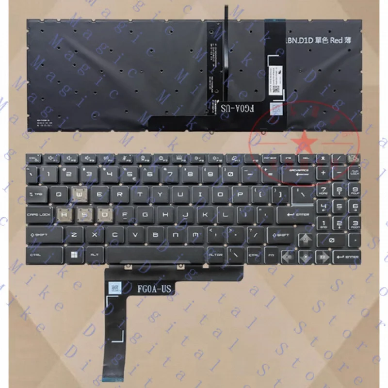 

H New For MSI 16 Sword 16 HX MS-15P2 15CK 17L5 keyboard single blacklight