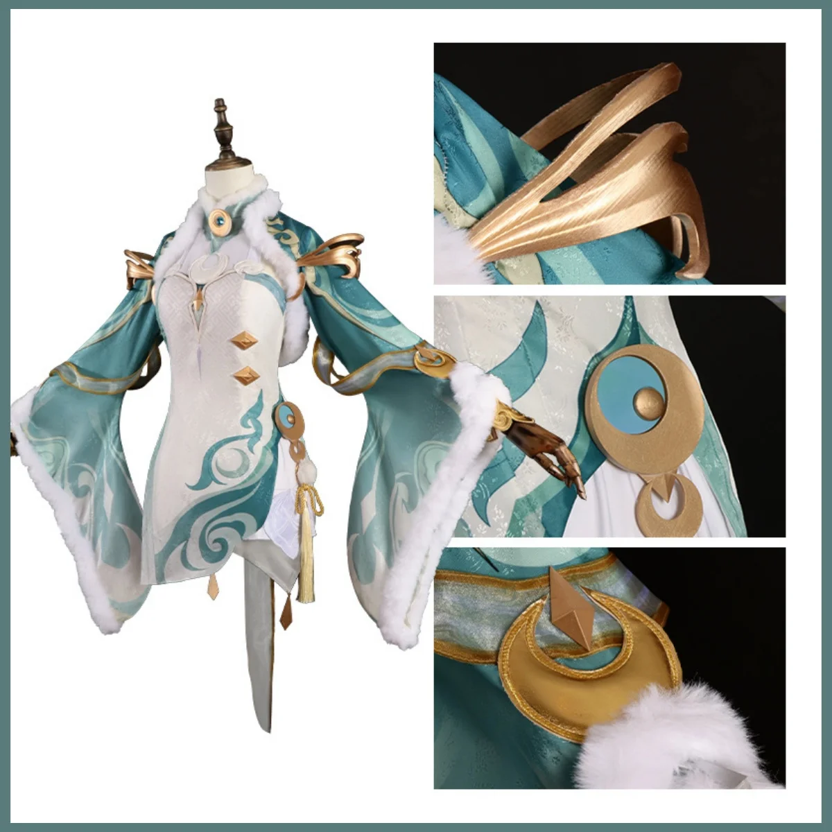 Game Zibai Cosplay Costume Green White Horse's Fleeting Spring Chinese Qipao Style Clothing Wig Woman Sexy Carnival Suit view 3