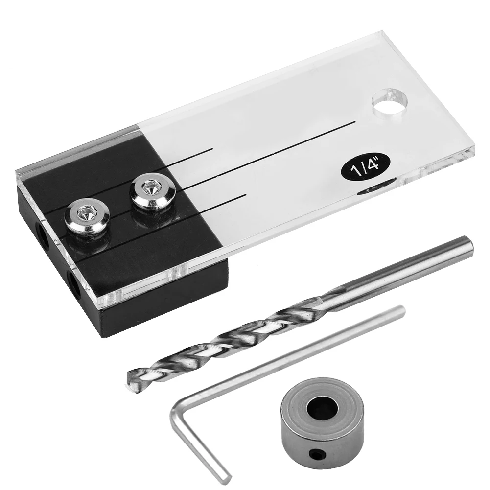 

Pocket Hole Jig Step Drill Bit Set Dowel Hole Drilling Guide Locator Woodworking Tool