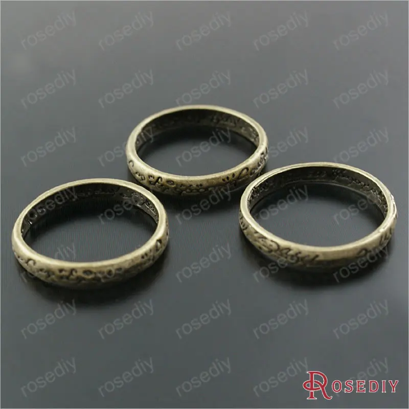 (JM7779)Wholesale Inner Diameter 18~18.5mm USA size 8~8.5 Antique Bronze Round with Sanskrit Alloy Ring Diy Findings 20 pieces