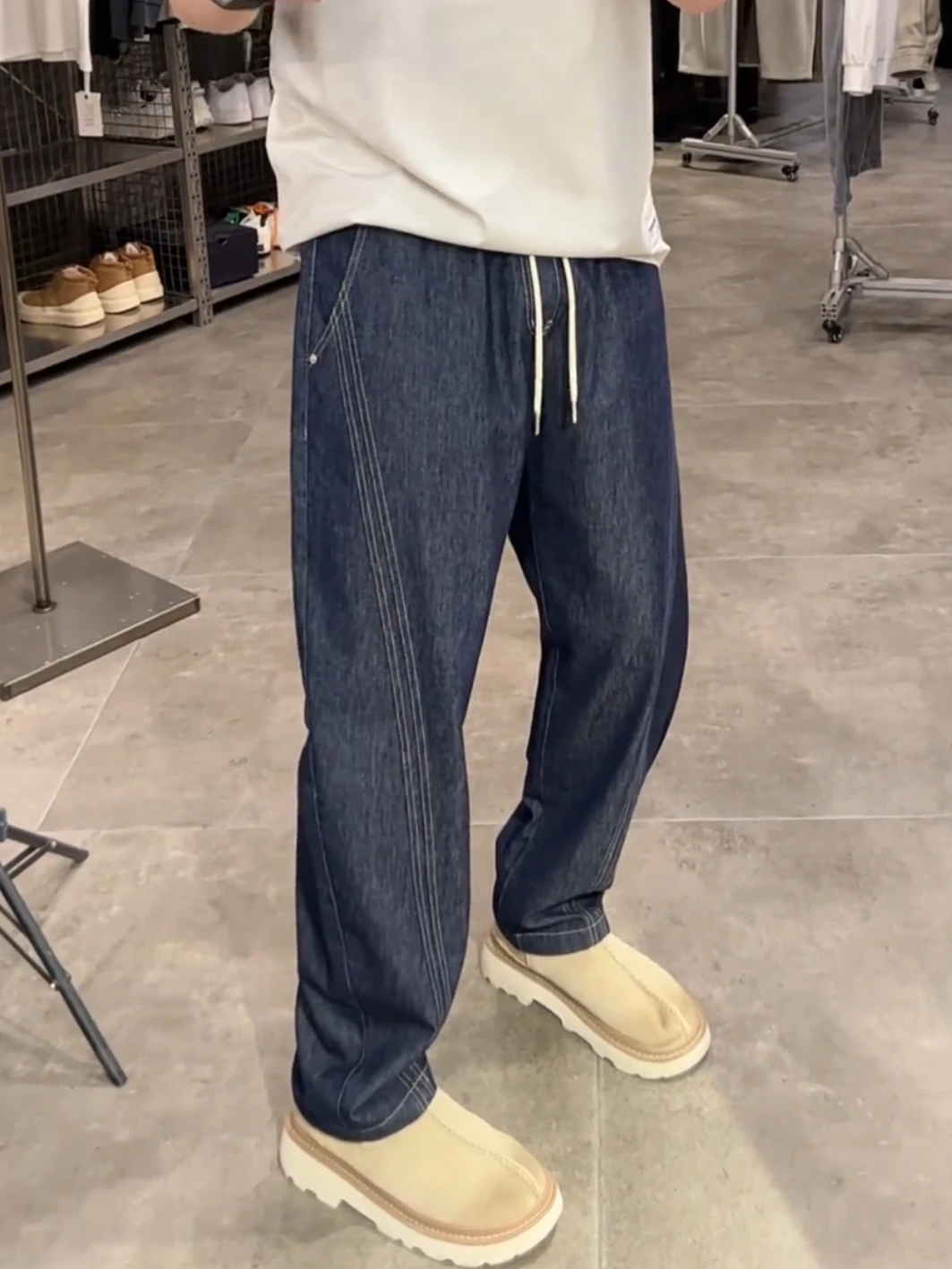 

Мужские повседневные джинсы свободного кроя с прямыми штанинами, износостойкие, универсальные, осенние брюки свободного кроя