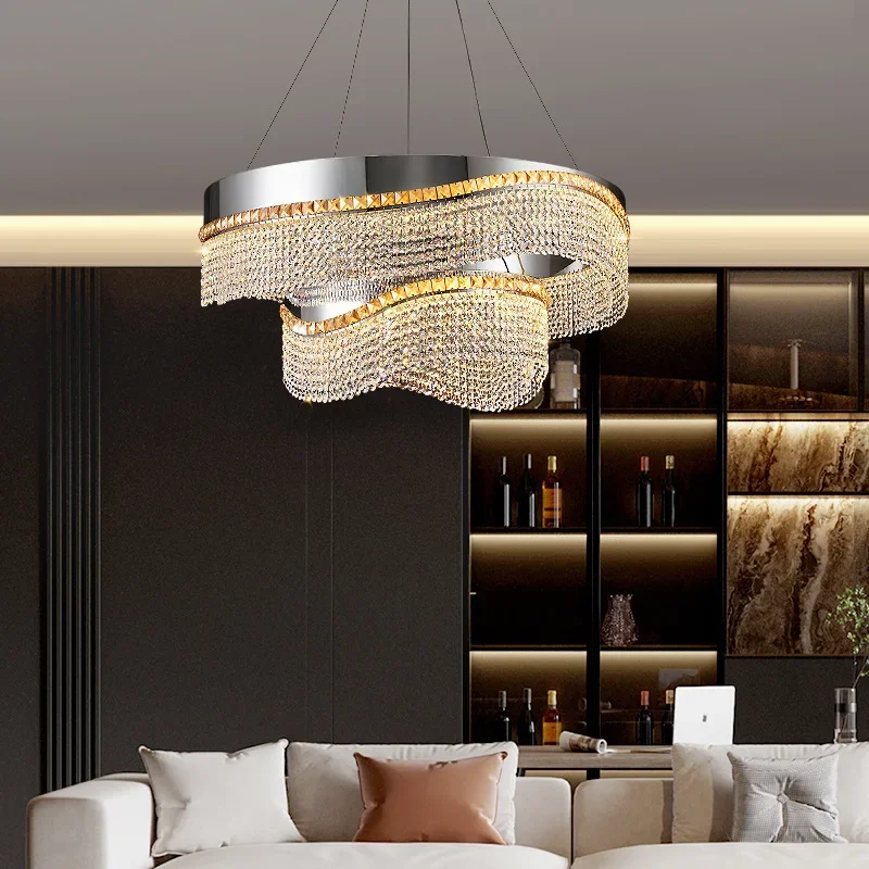 Nordic Crystal Pendent lamp Living room Chandelier New Dining room Bedroom Luxury LED Pendant High-end Interior Lighting Luster