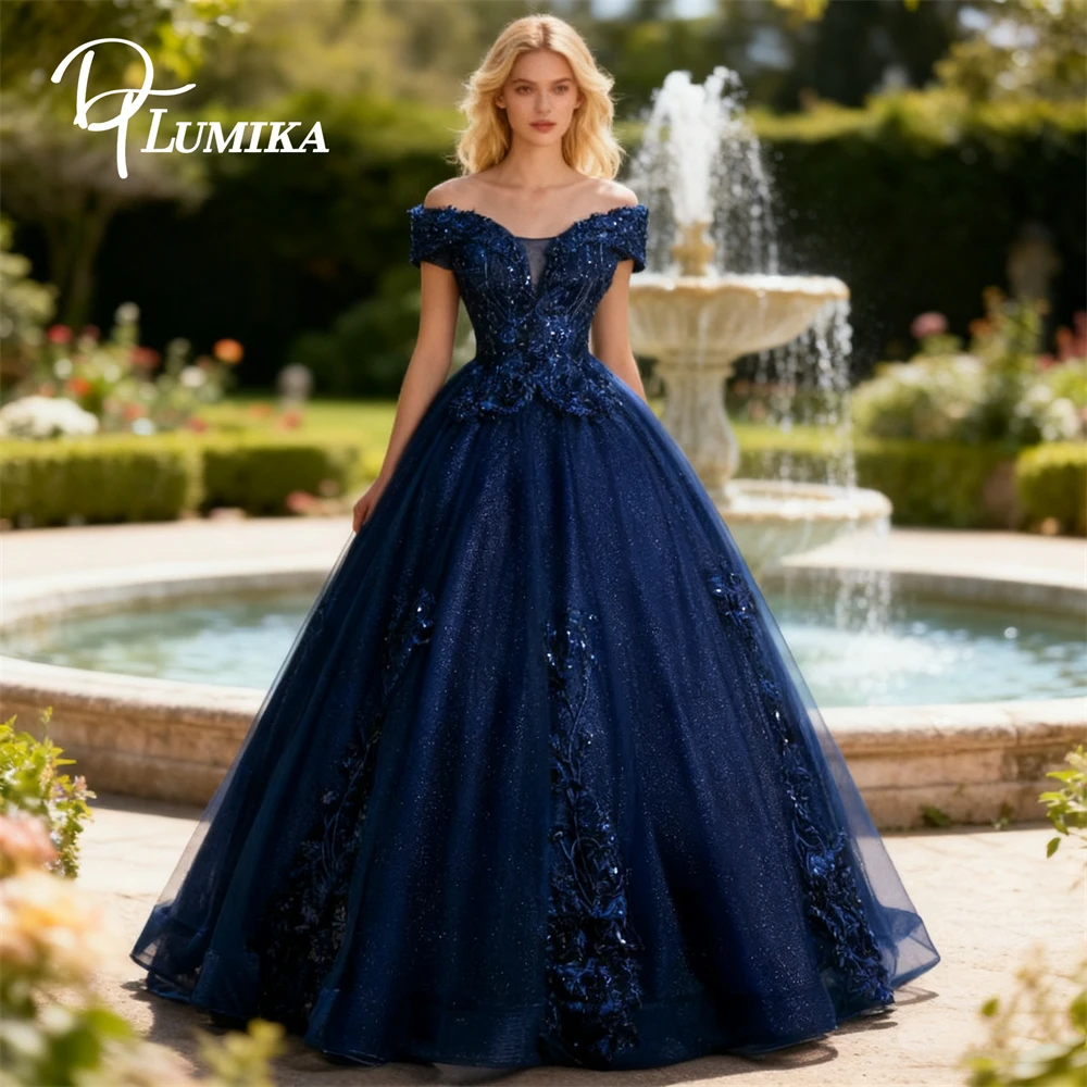 

DTLumika Elegant Off Shoulder Lace Quinceanera Dress for Women, Corset Lace-up Closure Evening Party Gowns Sweet 15 Dresses