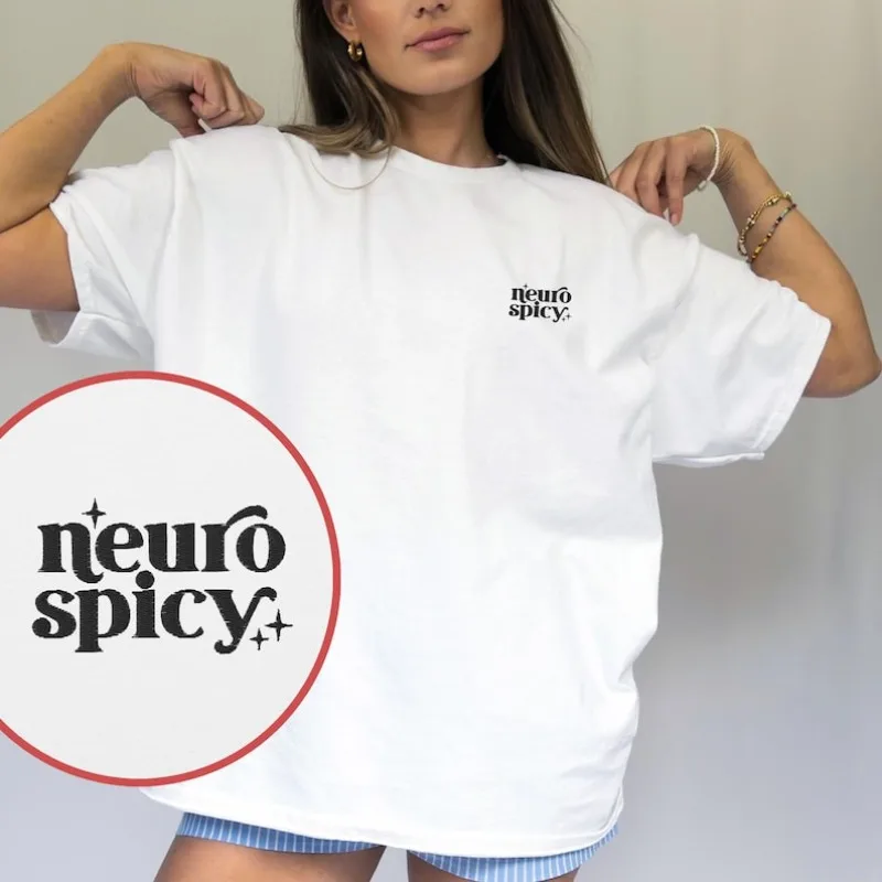 Neurodiversity Printing T-Shirt Overstimulated Oversize Unisex Shirt Adhd Autism Mental Health Spectrum Anxiety Cotton Tshirt