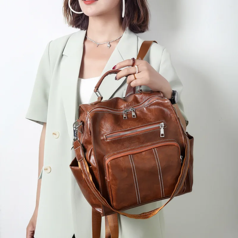 High Quality Ladies Backpacks Autumn Casual Large Capacity Holiday Travel Bags for Women Pure Color Versatile School Bag