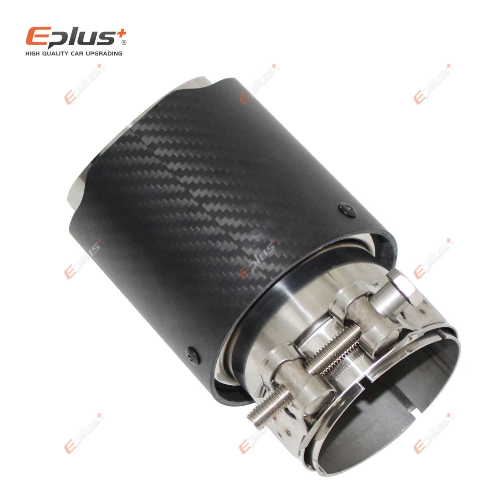 طرف كاتم الصوت من ألياف الكربون غير لامع عالمي للسيارة ، نظام العادم ، كاتم صوت الأنابيب ، الفوهة المستقيمة ، الفضة غير القابل للصدأ