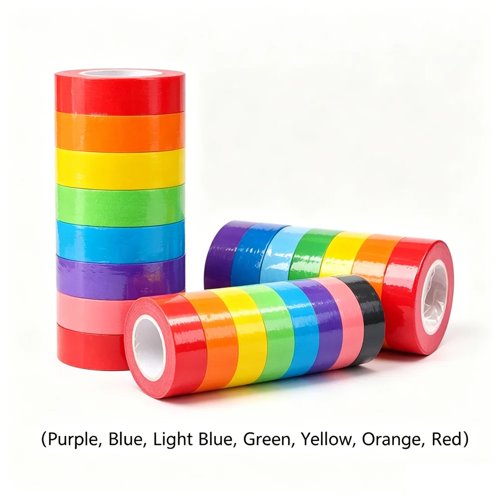 Ruban de masquage arc-en-ciel 8 couleurs pour enfants, étiquetage, décoration DIY, enseignement des arts et de l'artisanat, sans résidus, facile à déchirer