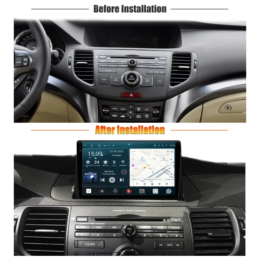 Redpower 75679 HiFi car radio for Honda Accord 8 (05.2008-01.2013) with monochrome display Android DVD DSP audio video