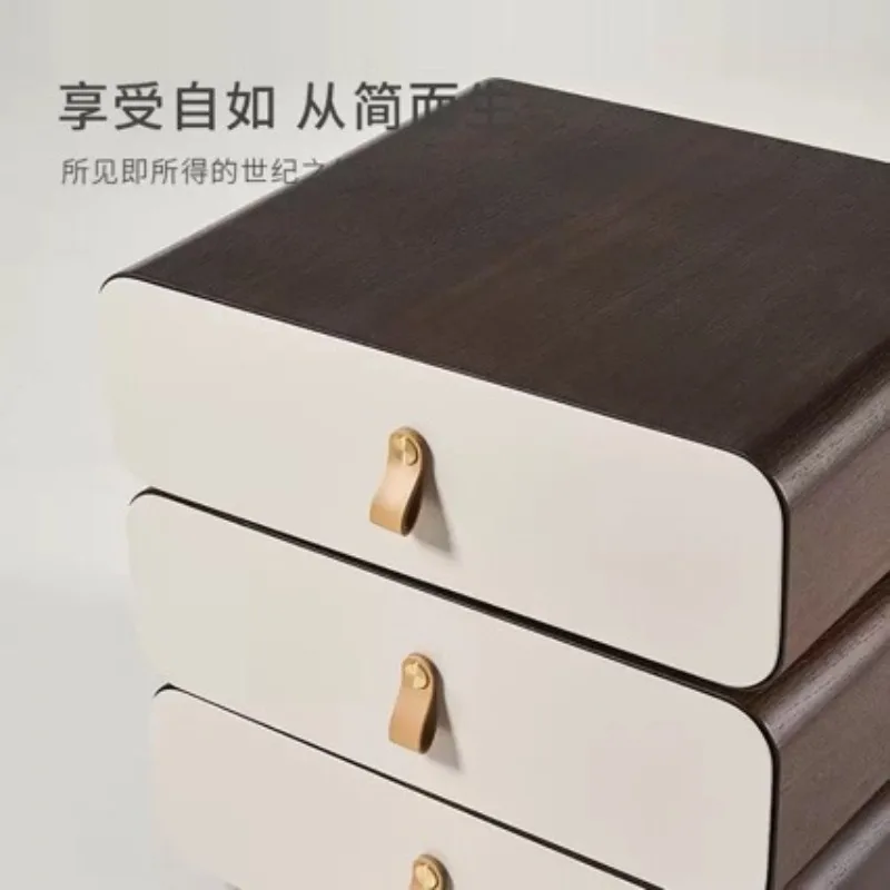 Simple and modern bedside table Cream wind solid wood storage Super narrow new three-layer light luxury bedroom
