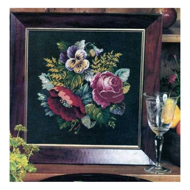 The cross-stitch kit DIY embroidery toolkit is available with optional hand-printed saga memory rose bouquets