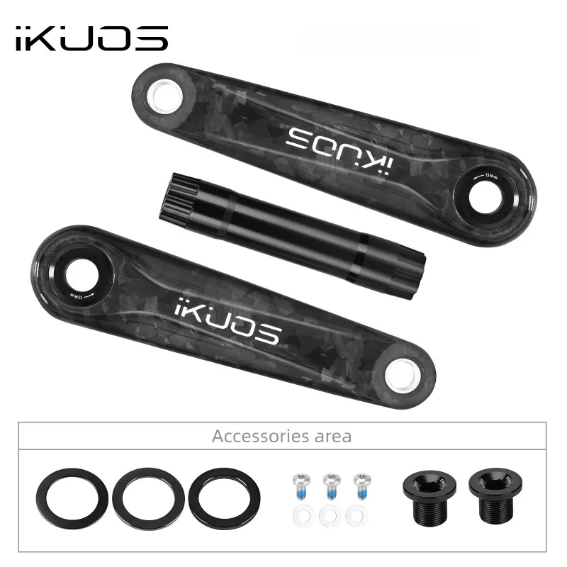 iKUOS 24mm Carbon crank 165mm 170mm with Spider For Brompton Folding bike 130bcd chainring Direct Mount 3 bolt Carbon Crank view 6