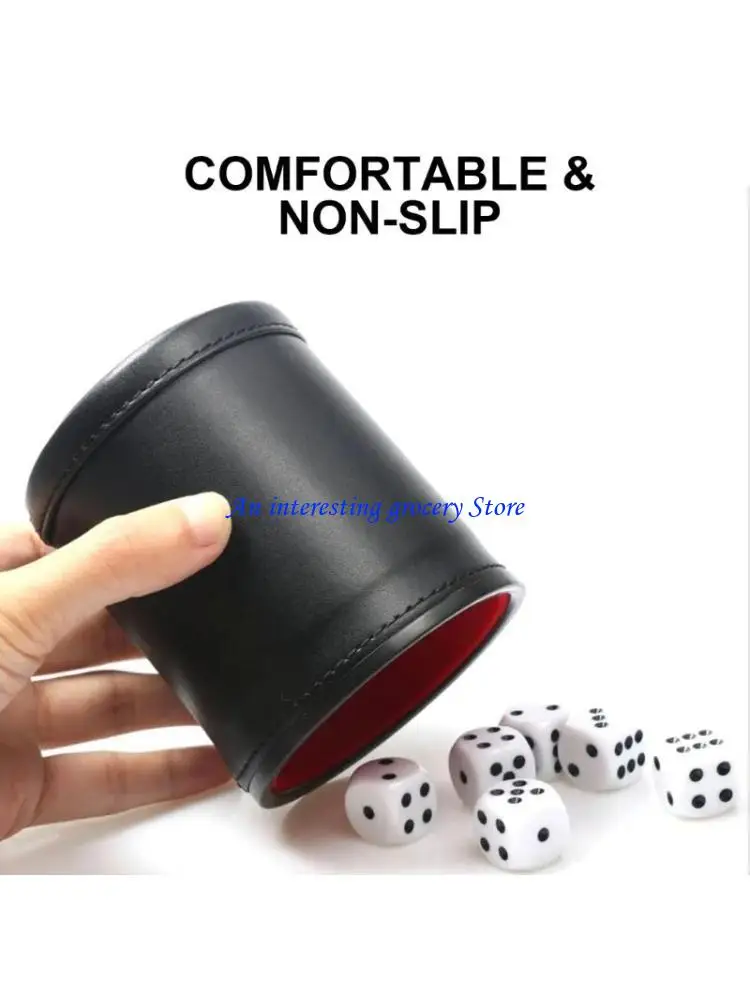 

652D PU Leather Bar Tool Dices Cup Bracket Roll the Dices Bar Dices Cup Container