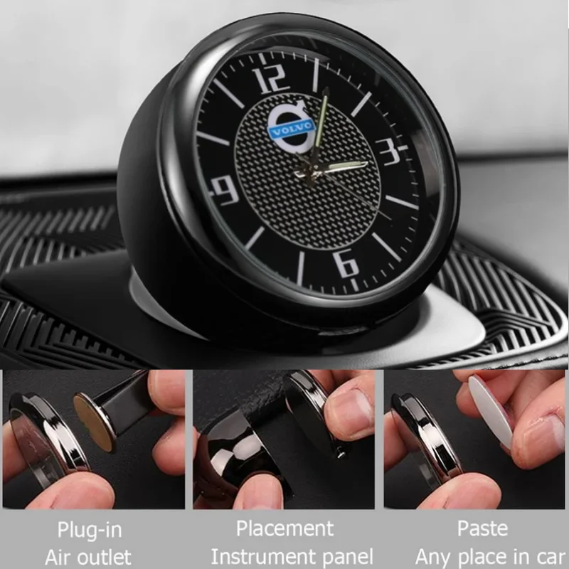 Car clock air outlet clip electronic quartz watch Volvo C30 V40 V60 S40 S60 XC60 XC90 XC40 instrument table ornaments.attachment