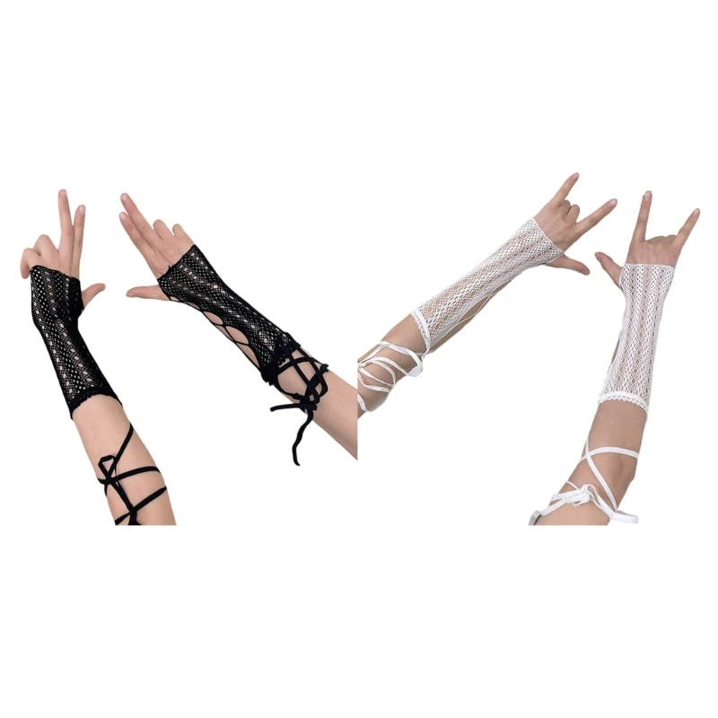 Balletcore Tie Gloves Bridal Laciness Gloves Fingerless Gloves for Party Dropship