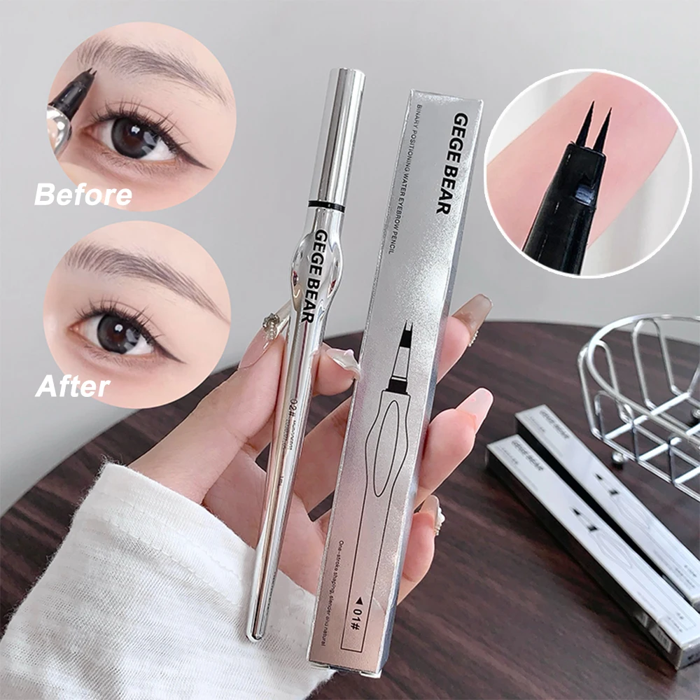 女性用二股眉毛ペン Gege Bear 長持ちする自然なストローク 防水 汗に強い 汚れにくい 終日着用 アイメイク