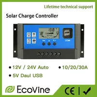 Solar Panel Charge Controller 12V 24V PWM  MPPT 10A 20A 30A  Automotive Battery Charger Regulator  USB Output 5V Max PV 50V DC