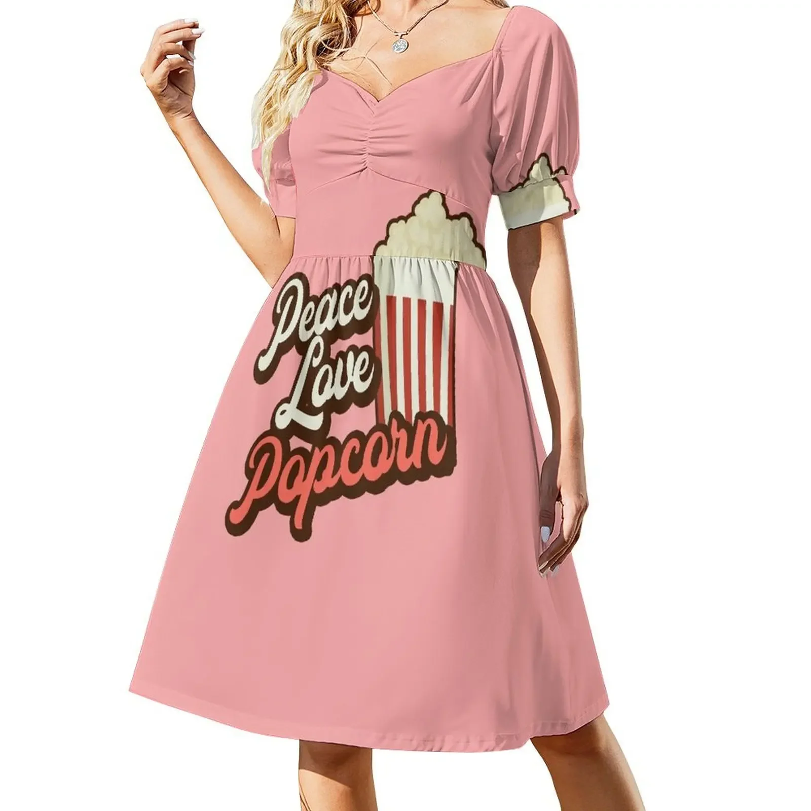 

Peace Love Popcorn. Short-Sleeved Dress cocktail dresses summer dresses women 2025 Dress