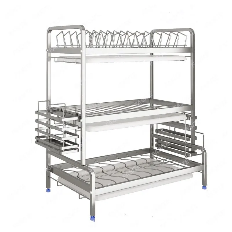 

Dish Rack Drain 304 Stainless Steel Kitchen Racks Drain Dry Dishes Tableware Dishes Dish Rack Three-tier Storage Rack