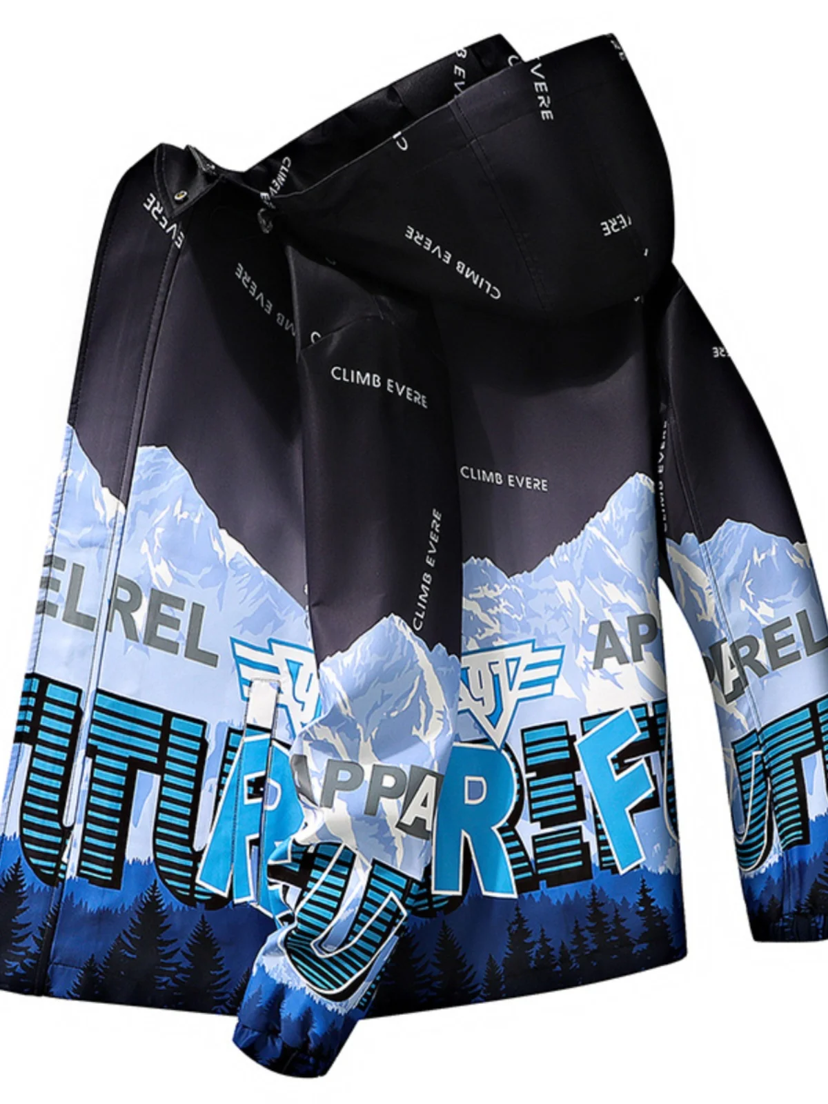 

adient Hooded Men's Jaet Spring Autumn Casual Trendy Print Youth Student Zipper Svel Polyester Outerwear