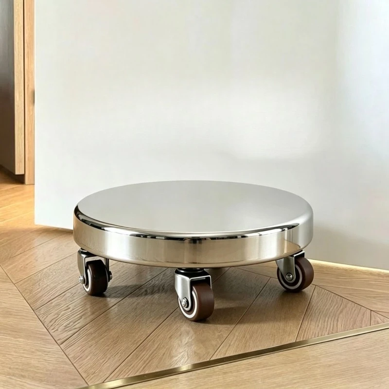 Super short stainless steel round surface silent universal wheel pulley stool, smooth and does not take up space stool