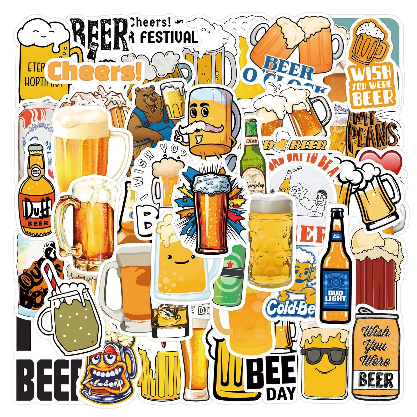 110PCS Cartoon Beer Creative Decorative Luggage Water Cup Stationery Computer Waterproof Sticker