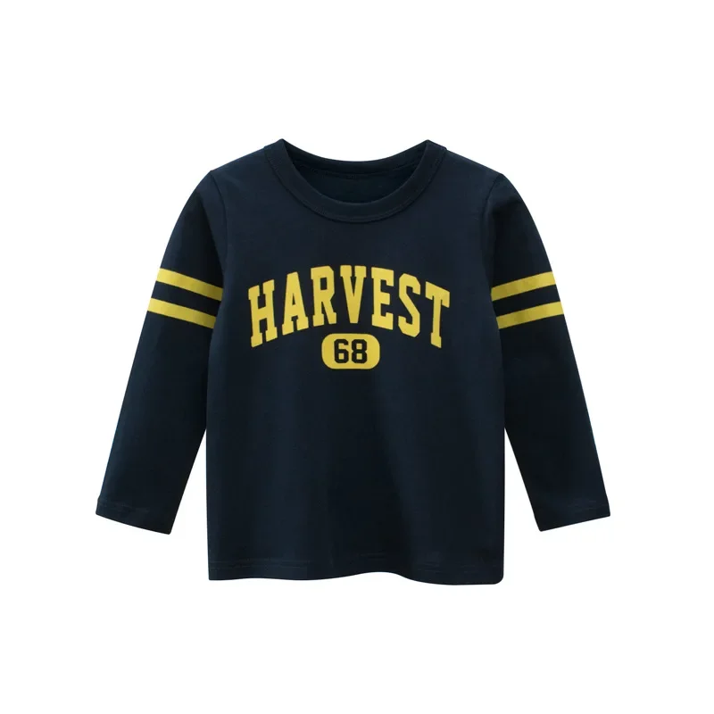 

Brand Children's Clothing Spring New 2024 Boys Long Sleeve T-Shirt Kids Letters Striped Cotton Tops Tee Shirts Dropshipping