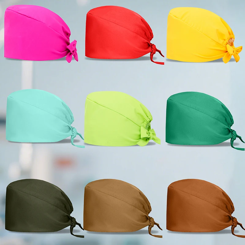 2026 Solid Color 4-way Stretch Women's Caps Nursing Hats for Men Hospital Working Cap with Buttons M-SG-02