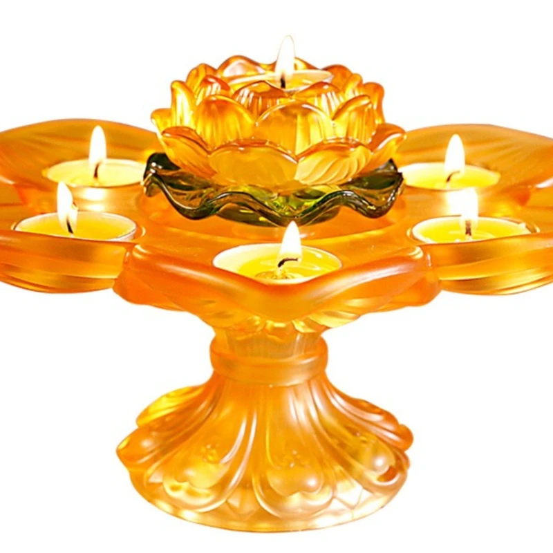 

Seven Star Lotus Seat Butter Lamp Holder Household Offering Buddha Changming Lampstand Candle Holder