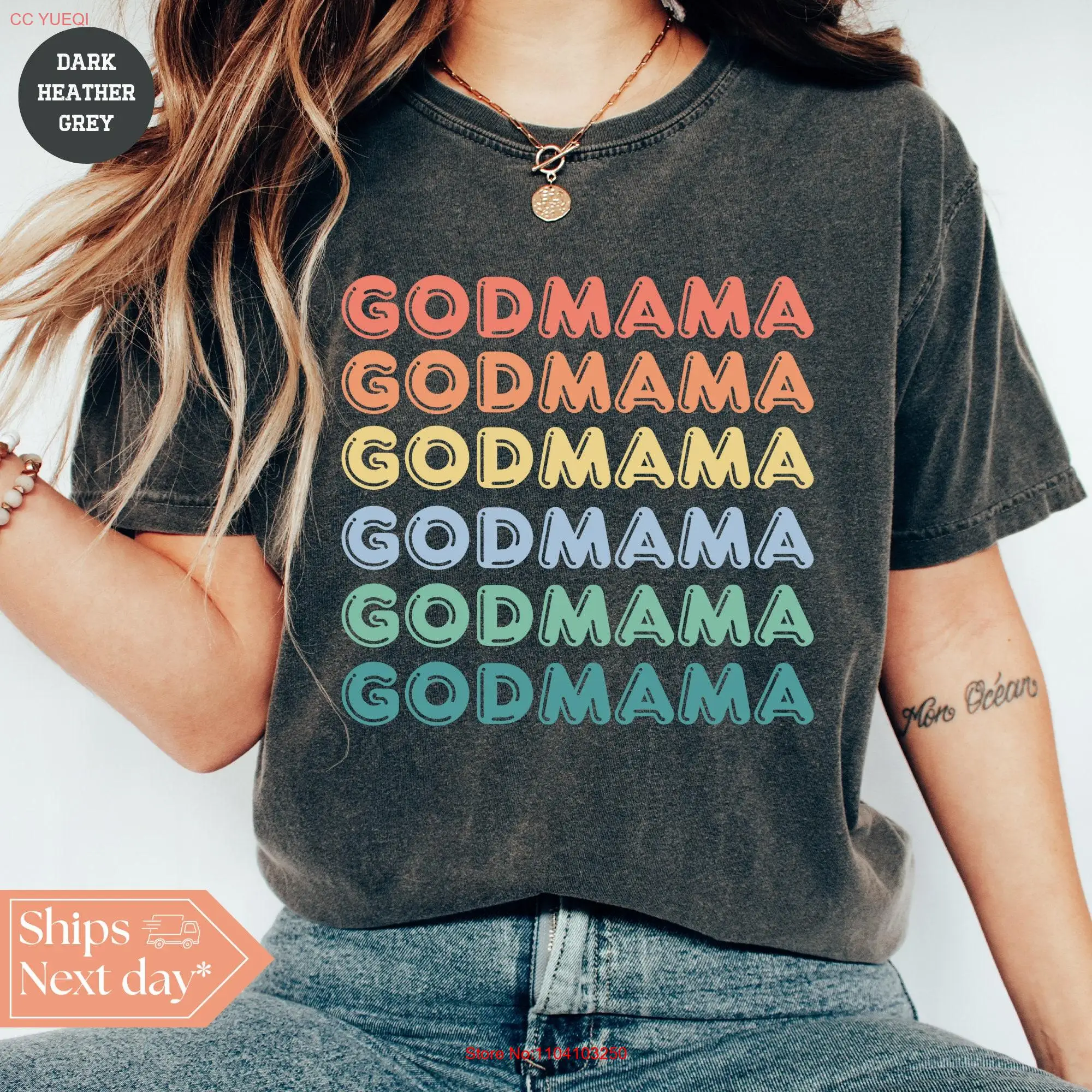 God Mama T Shirt Godmother Cute for Baptism Mother Proposal Godmom Comfort Colors long or short sleeves