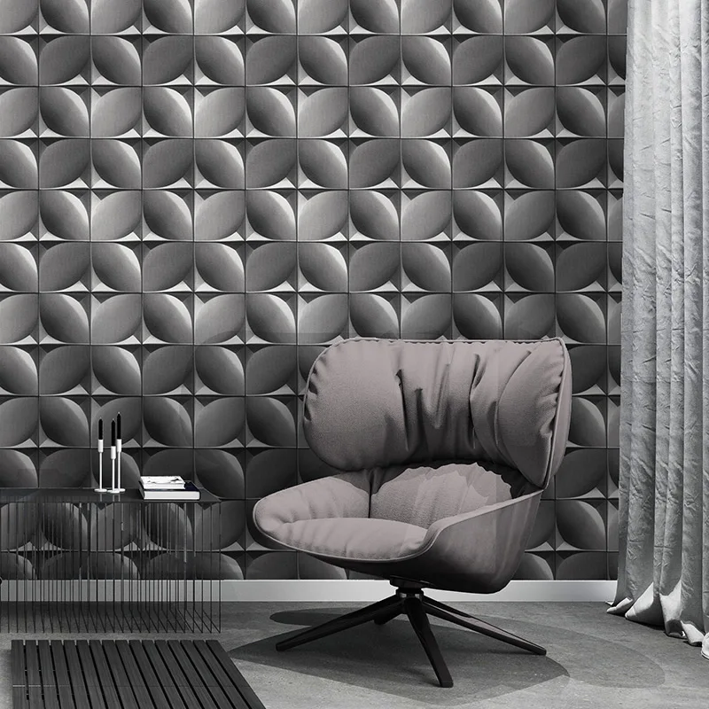 

Modern Geometric 3 D Wall Papers Home Decor Vinyl PVC Black Grey Sketch Wallpaper for Ktv Shop Home Walls papel de parede