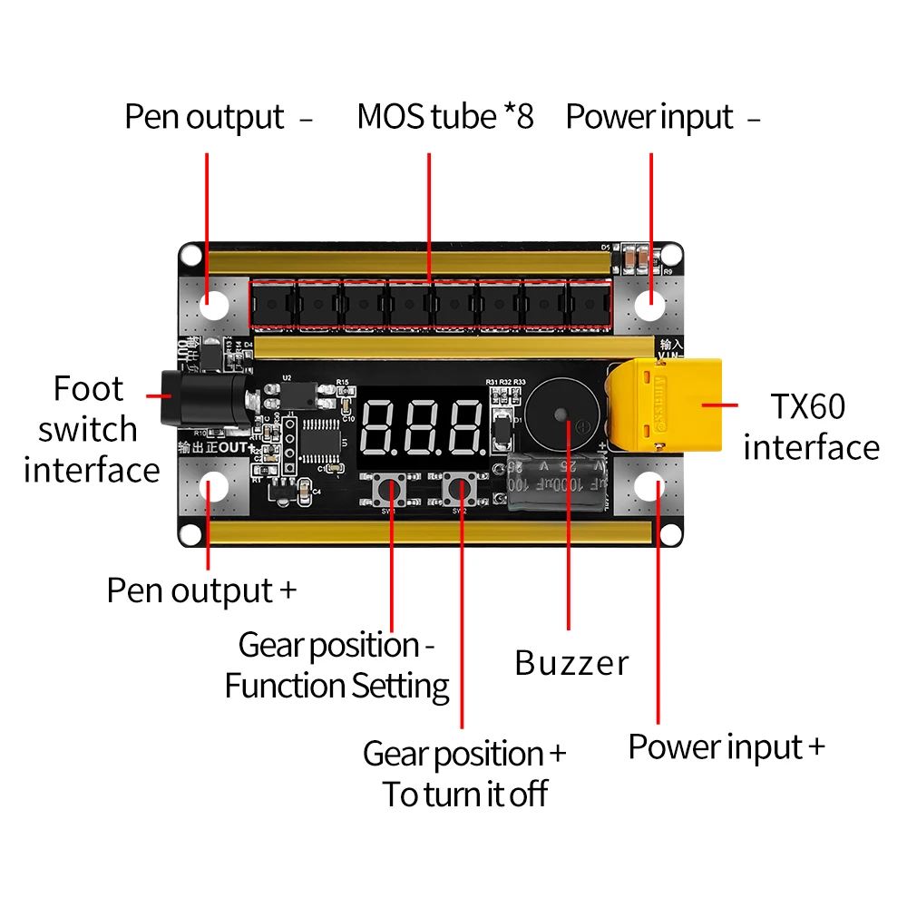 8V-24V LED Spot Welder DIY Kit 99 Gears of Power Adjustable Spots Welding Control Board for 18650 Battery 0.2mm Nickel Sheet