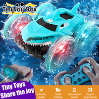 2.4G Rc Car Amphibious Vehicle Gesture Sensing Double-Sided Stunt Shark Amphibious Remote Control Cars with Light Toys for Boys