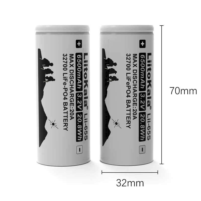 LiitoKala LII-65S 6500mAh 3.2V 32700 LiFePO4 Battery 35A Continuous High Power for Electric Screwdriver And Bike Power Systems