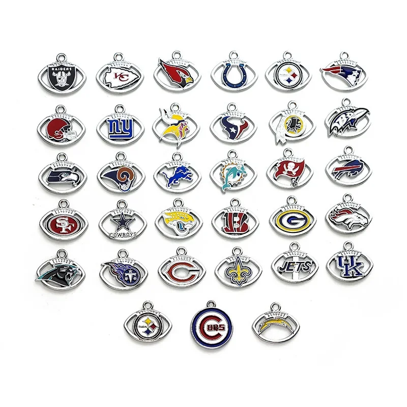 5pcs NFL Football Pendant 32 Sports Teams Enamel Pendant Charms Alloy Oil Drip Jewelry Accessories DIY Keychain Bracelet Pendant