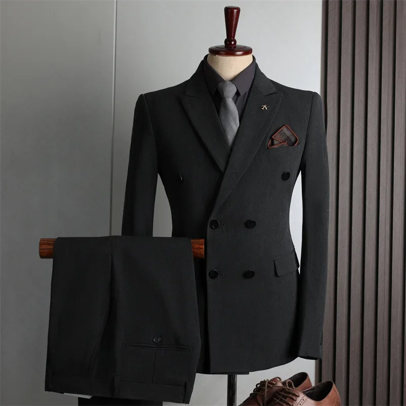 (32) Customized Double-breasted Suits for Men  Formal Business Casual Fashion