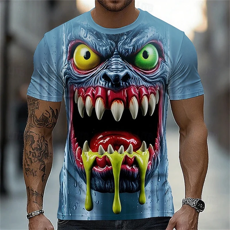 Horror Skeleton Pattern T Shirt For Man Novelty Skull 3D Printed Harajuku Short Sleeve Loose Street Tops Sport Unisex T-shirts T