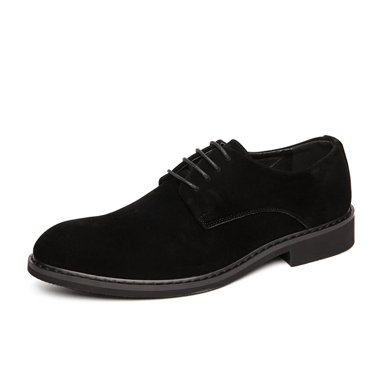 Luxury Business Leather Men Shoes Suede Derby Casual Lace-up Round Toe Dress Shoes Men Party Wedding Office Social shoe male