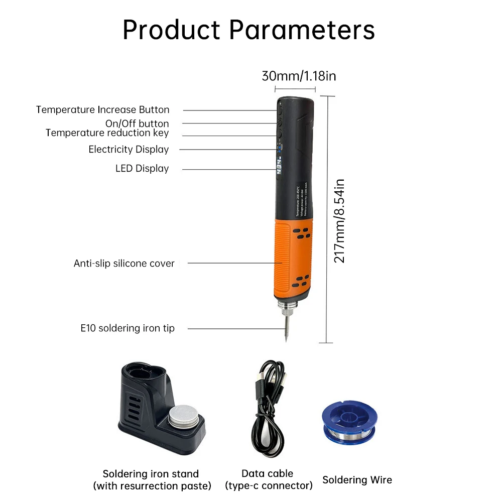 Portable USB Cordless Electric Soldering Iron Household LED Digital Display Soldering Pen Rechargeable Solder Iron Welding Tool