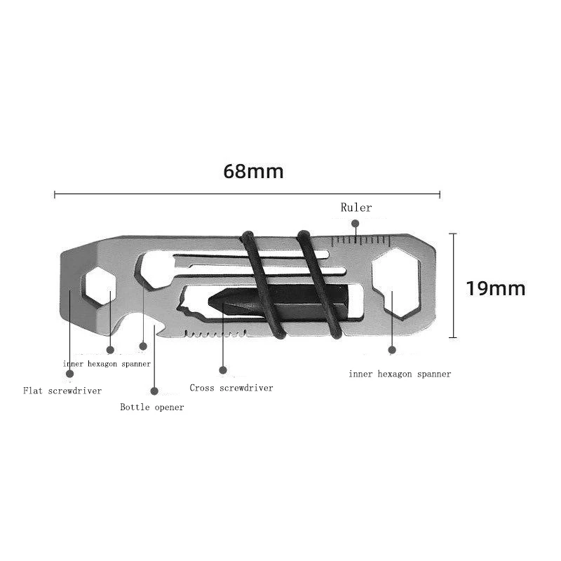 Edc gadget chave ao ar livre mini multifuncional ferramenta de combinação portátil pequena chave chave chave de fenda abridor de garrafa chave