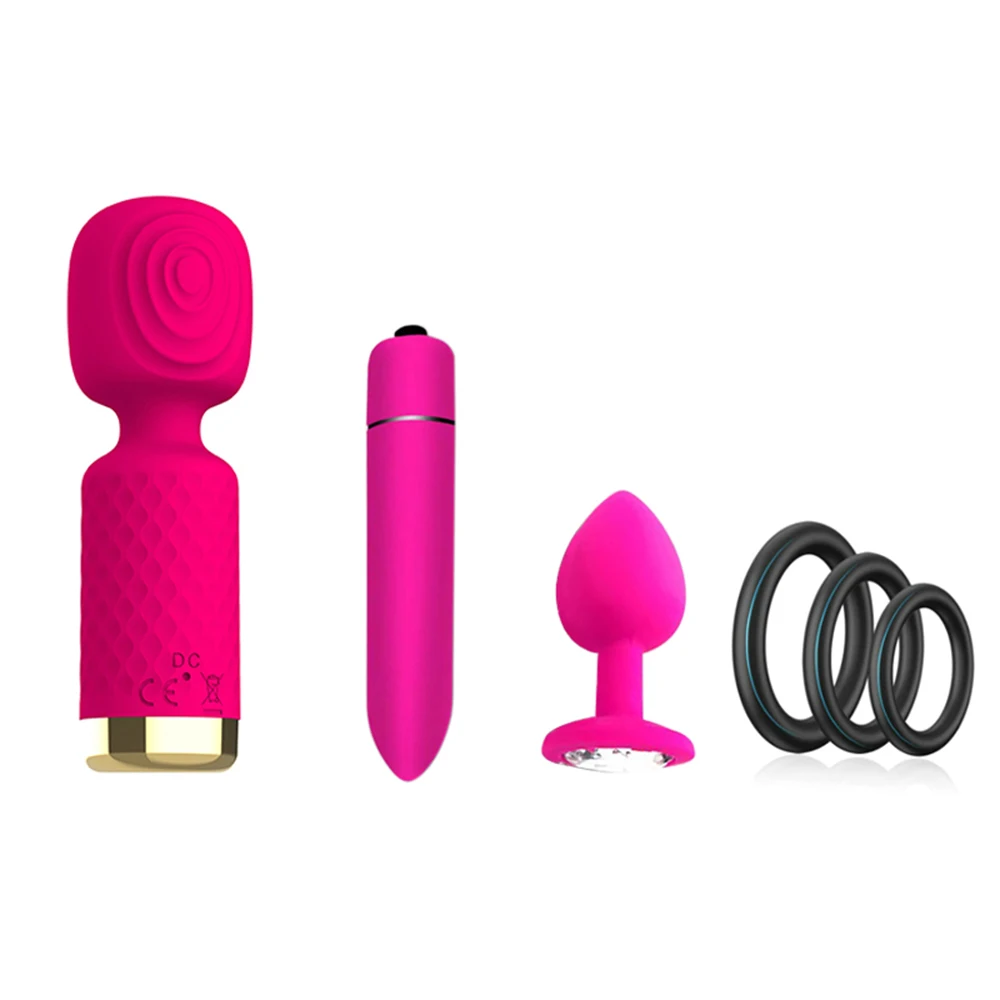 Adult Sex Toys Set AV Magic Wand Dildos Bullet Vibrators Anal Plug Penis Ring Butt Plug Cock Ring G-Spot Clitoris Stimulator