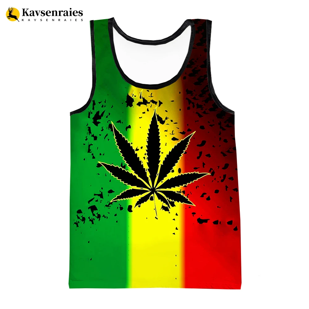 Reggae Singer Bob Marley Weeds Leaf 3D Vest Fashion Casual Hip Hop Men Tank Tops Running Undershirt Streetwear Oversized Tops