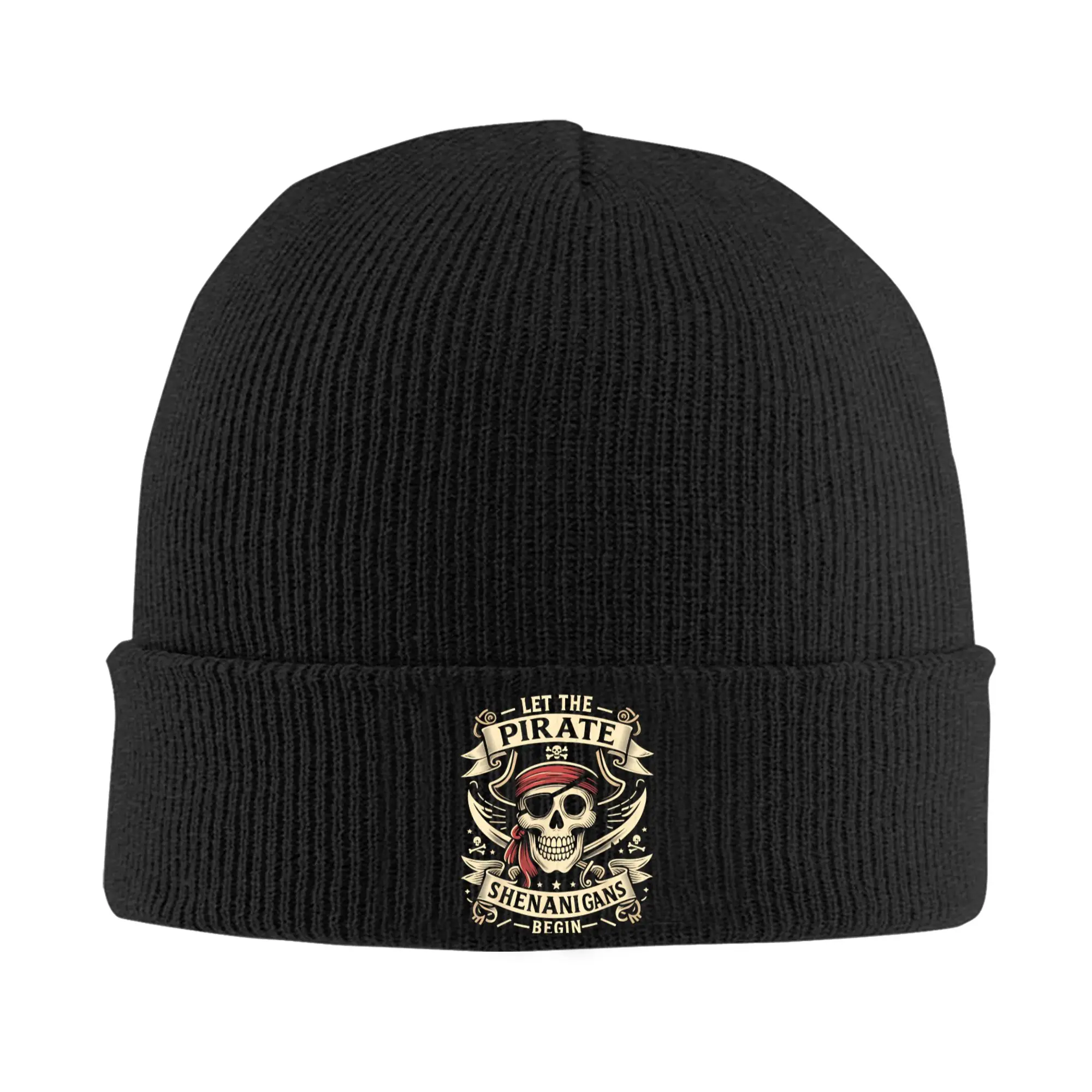 Halloween Skull Let The Pirate Shenanigans Begin Beanie Hats  Bonnet Hats Men Women Unisex Cool Kpop Skullies Beanies Elastic