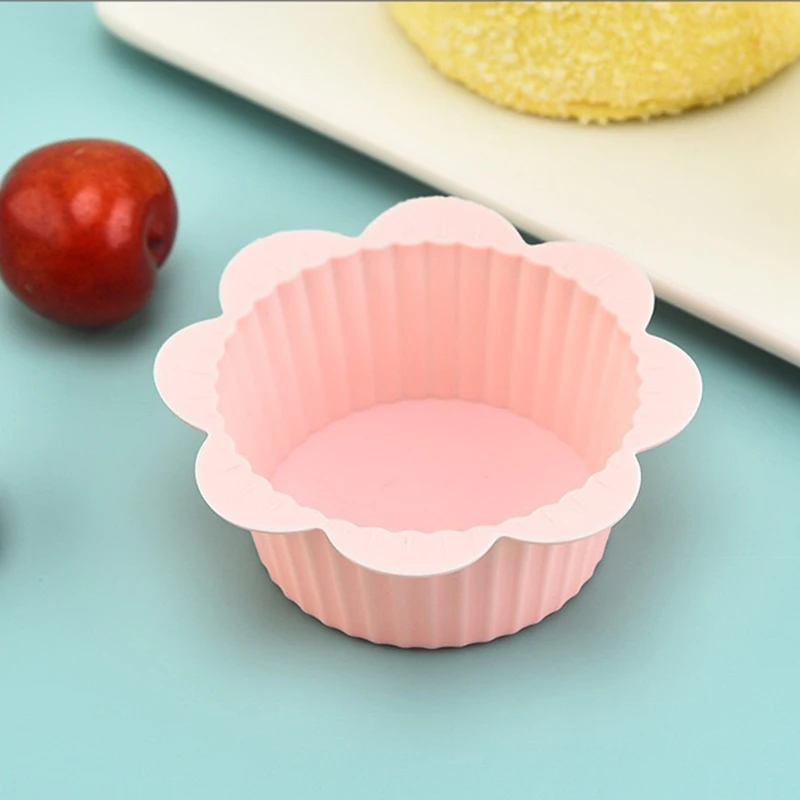 8cm Flower Silicone Mold Muffin Liners Cupcake Bakeware Kitchen Gadgets Mould For Pastry Baking DIY Cake Tools Party