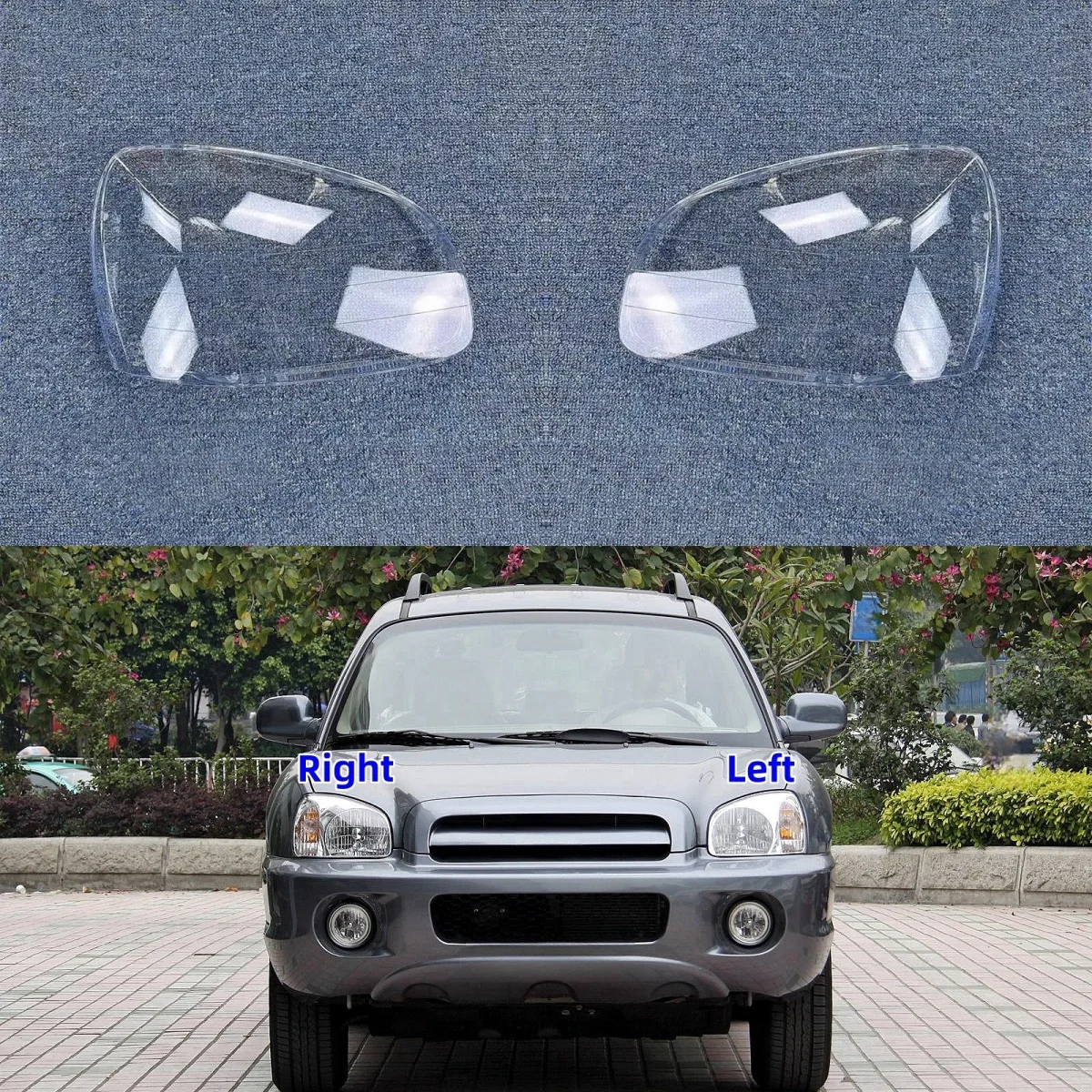 

For Hyundai Santa Fe 1.8T 2.0T 2001 2002 2003 2004 2005 2006 Car Acesssories Transparent PC Material Front Lamp Cover
