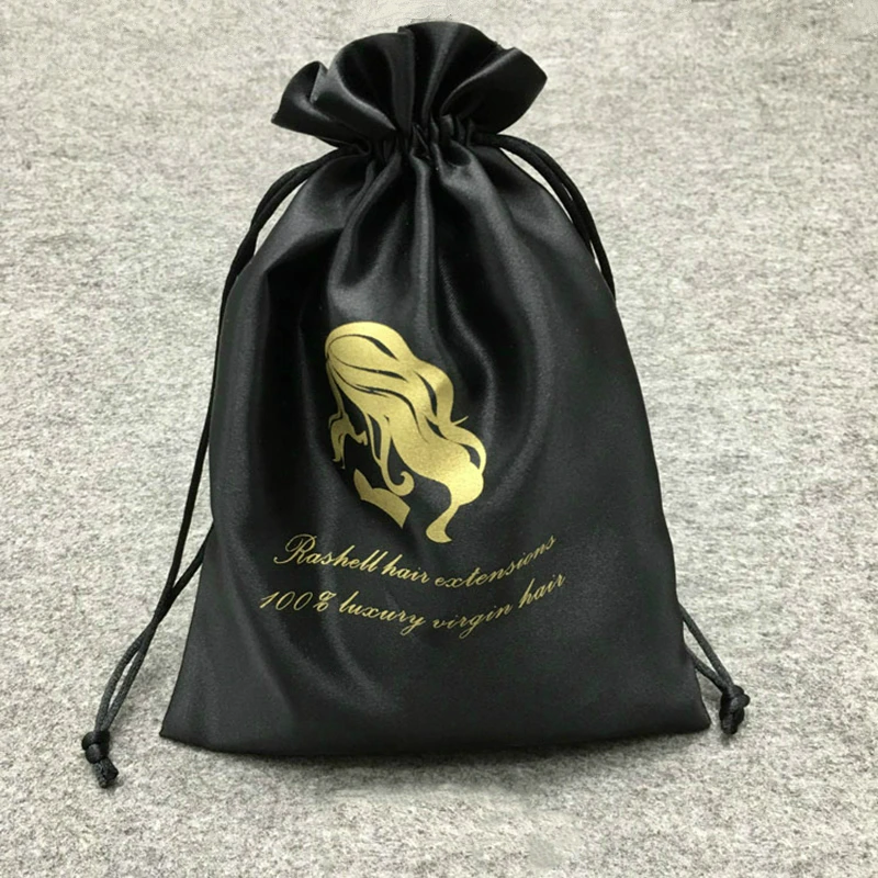 

Satin Drawstring Bag High-Grade Silk Pouch Packaging Hair Jewelry Party Gift Packing Reusable Sachet Custom Logo Print 50PCS