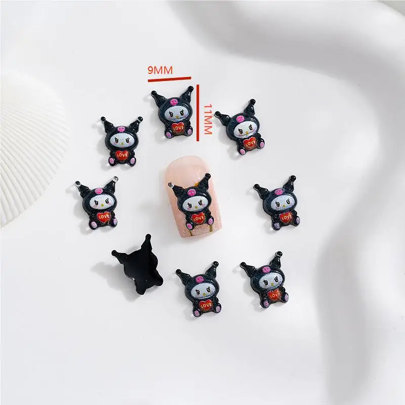 100 sztuk/paczka Ozdoby do paznokci Kuromi - Śliczne trójwymiarowe kreskówkowe dekoracje do paznokci, DIY Kawaii akcesoria do paznokci do kreatywnych manicure